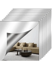 4 Stück selbstklebende Acrylspiegel-Bögen in HD-Qualität, rahmenloser flexibler Spiegelbelag ohne Glas, Spiegelaufkleber für Heim-Wanddekoration, geeignet für Fitnessstudio, Wohnzimmer, Schlafzimmer, Büro, ideal als Geschenk für Freunde und Familie.
