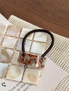 9件套女士时尚亚克力纯色几何拱形发圈，马尾辫发绳，橡皮筋，优雅发带，发饰，适合日常佩戴，节日礼物头饰