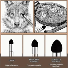3 pièces Ensemble de stylos mixtes pour artistes - Pinceaux éponge lavables et réutilisables pour le croquis et la peinture - Parfait pour l'estompage, la surbrillance et la correction, pour la rentrée scolaire, fournitures scolaires