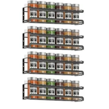 2 piezas Estante de especias montado en la pared, ahorro de espacio para frascos de especias y condimentos, organizador de especias para colgar con tornillos o adhesivo para gabinetes, despensa de cocina - Multicolor - Ver 15