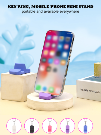 Meerdere kleurenopties voor telefoonstandaards, zowel horizontaal als verticaal, draagbaar of desktop, draagbaar voor luie mensen, live streaming, tv-series kijken, selfies maken, handsfree, draagbare siliconen sleutelhangergesp, telefoonstandaard voor buiten, compatibel met iPhone, Android-telefoon, cadeau voor verjaardag, familie, vrienden telefoonhouder, telefoonaccessoires