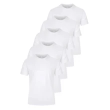 Kit 5 Camiseta Casual-Básico 100% algodão - Esportes e atividades ao ar livre - Fitness e deslocamento    Verão    Ajuste Regular - Branco - Visão 2