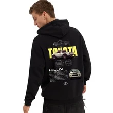 SUDADERA CON CAPUCHA PARA HOMBRE CON DISEÑO DE CARROS, AUTOMOVILES  suelto - Verde militar - Ver 2