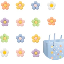 15pcs Flower Charms & Key Holder For Beach Bag Accessories, Chic Floral Accessories Beach Bag Charm With 2 Keychain Holder, Lightweight, Fashionable Accessory For Totes, Sandals & Beach Bags-For Women-Perfect For Summer Beach Vacations & Everyday Use