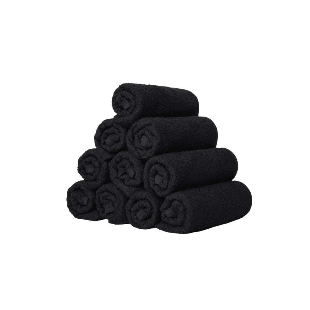 Kit With 10 Manicure And Pedicure Towels – 23x48cm | Super Soft Touch And High Absorption - Negro - Ver 1