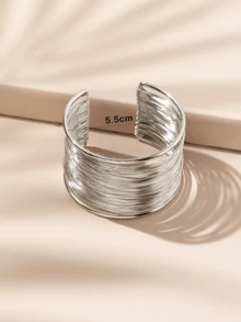 1 件百搭优雅简约金属手镯 - 銀色 - 查看 2