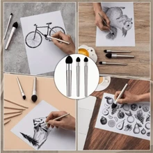 3 pièces Ensemble de stylos mixtes pour artistes - Pinceaux éponge lavables et réutilisables pour le croquis et la peinture - Parfait pour l'estompage, la surbrillance et la correction, pour la rentrée scolaire, fournitures scolaires