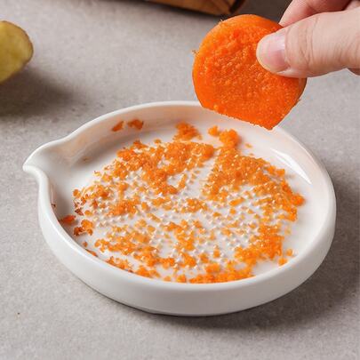 1pc Ceramic Ginger Paste Grinding Magic Tool, Garlic Paste And Ginger Paste Grinding Plate, Bowl, Ginger Minced Juice Grinding Garlic, Manual Grinding Machine