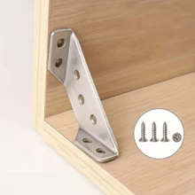 100Pcs Heavy-Duty Metal Corner Braces, Stainless Steel L-Shaped Brackets For Woodworking, Multipurpose Durable Rust-Resistant Furniture Connectors - Easy Assembly & Installation, Furniture Assembly|Angle Support Brace|Stainless Steel Brackets - Silver - View 6