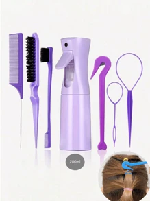 7pcs/Fashion Children's Hair Weaving Genius Portable Hair Removal Genius Disposable Elastic Knife Hair Clip Tool Does Not Hurt Hair; Girls' Hair Removal Rope Hair Removal Device (6.8 Ounces/200 Ml) Multi-Function Small High-Pressure Continuous Spray Bottle Fine Mist Water Replenishing Spray Bottle Travel Makeup Water Vial, Split Household Dry Wet Dual-Use Knot Free Comb,