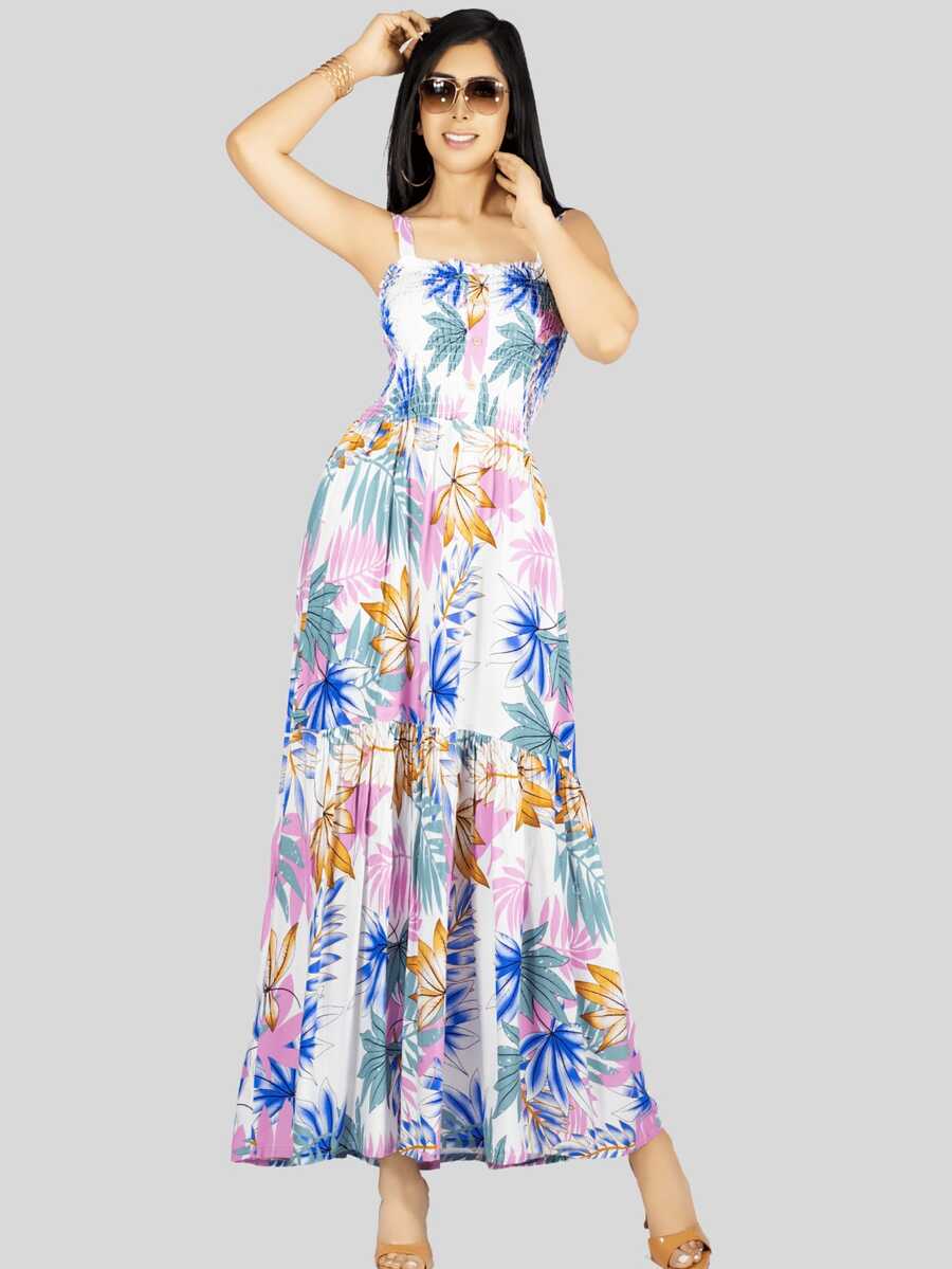 Vestido Maxi Casual Mujer Largo Cómodo de Tirantes - Blanco - Ver 1