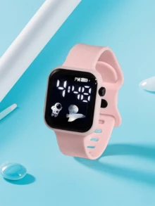 2 piezas/1 pieza Nuevo reloj electrónico digital cuadrado con pantalla LED para dama, diseño de astronauta y avión, correa con hebilla, reloj de pareja de moda minimalista, adecuado para San Valentín, Halloween, Navidad, regalos para amigos, mejores regalos de cumpleaños y uso diario - Multicolor - Ver 20