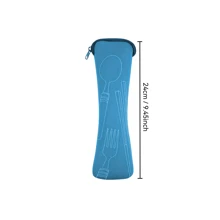 1 pieza Bolsa de almacenamiento para juego de cubiertos de acero inoxidable multicolor | Estuche reutilizable para transportar - 24 cm, para trabajo, escuela y viajes al aire libre, sin incluir tenedor, cuchara, cuchillo, accesorios de picnic