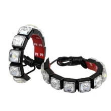 2 件装通用汽车 LED DRL 日间行车灯 6SMD 柔性白色和冰蓝色防水驾驶雾灯 12V