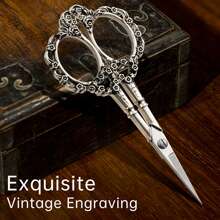 1pc Stainless Steel Classical Plum Blossom Scissors, Vintage Tailor Embroidery Fabric Sewing Craft Shears, Household Window Flower Fray Thread Sewing Accessories, Tea Art Scissors