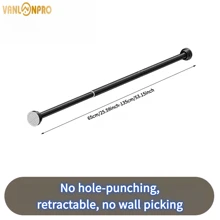 VANLONPRO 1 pieza Barra de cortina extensible de acero inoxidable sin taladrar de 45-250 cm/17.72-98.43 pulgadas, apta para baño, ventana, autocaravana, sala de estar, dormitorio, cortinas, armario, etc. Decoración de baño de verano, accesorios de baño, de vuelta al colegio