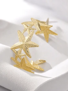 1pc Metal Fashionable Beach Style Ocean Animal Hand Bracelet, Adjustable Open Starfish Bracelet For Women, Versatile Daily And Street Wear Jewelry