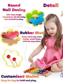 Xilofono colorato in legno per bambini - Giocattolo musicale educativo Montessori, strumento a percussione a 8 note con bacchette, ideale per bambini da 0 a 3 anni, regalo perfetto per Ognissanti, Natale, compleanni