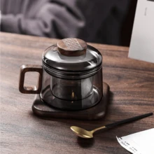 1 Cốc thủy tinh có nắp và bộ lọc, cốc thủy tinh borosilicate cao cấp đựng nước/trà thích hợp đựng nước ép, sữa, trà, cốc đựng đồ uống cho văn phòng, cốc trà mini (180ml/180m.L.) - Xám - Xem 8