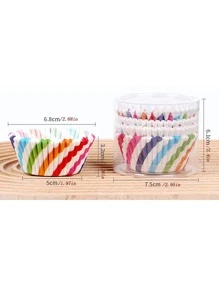 100/200/300pcs Random Color Disposable Dessert Cups, Small Cupcake Cups, Non-Stick Oil-Proof Paper Liners (The Pattern Variety May Not Be Fully Displayed In The Image)