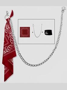 1条时尚百搭腰果花印花围巾，嘻哈街舞风格头巾 - 彩色 - 查看 5