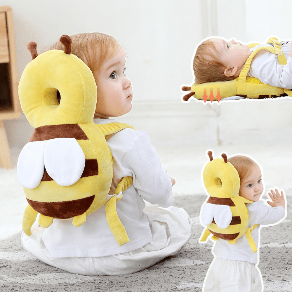 Almohadilla protectora para la cabeza para bebé durante caminar y gatear, protección de la cabeza del bebé con elementos navideños, almohadilla de seguridad ajustable para el uso con mochila durante la marcha y el gateo del bebé, diseño de antena de abeja (forma aleatoria)