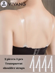 YIYANG 10 stycken / 5 par transparenta osynliga underkläder med avtagbara justerbara axelremmar, elastiska silikon halkfria intimunderkläder, viktiga axelremmar för sommaren