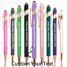 1pc Custom Ballpoint Pen, Personalized Soft Touch, Customized Metal Retractable Pen With Oval Body, Medium Point, Ideal For Women And Men Gifts, Christmas, Mother's Day, Birthday, Corporate Customization Back To School - Multicolor - View 1