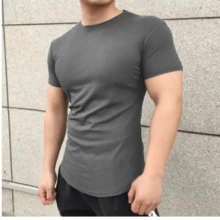 Men's 100% Ribbed T-Shirt - Grey - View 2