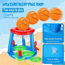1 Set aufblasbarer Pool Basketball Set, mit schwimmenden Ringen, Strandball Wurfspiel, Pool Aufblasbares, geeignet für Sommerfest Unterhaltung, Wasserkampfspiele, ohne Strom erforderlich, strapazierfähiges PVC Material, Outdoor Wasseraktivitätsausrüstung | Interessantes Design | Aufblasbare Struktur, ideales Urlaubs- oder Geburtstagsgeschenk, geeignet für Familienunterhaltung und Outdoor-Erholung, Wasserspiele, Strandspiele, Outdoor-Spiele, Sport und Unterhaltung, Pool Aufblasbares
