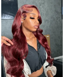 200% 99j Burgundy Lace Front Human Hair Wigs 13x4 Pre Plucked Transparent Lace Colored Body Wave Lace Frontal Wigs Human Hair For Women - S99J - View 3