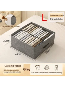 1PC Gray Clothes Storage Box, Pants Storage Box, Partition Storage Tool, Wardrobe Storage, Double Row Clothes And Pants Storage Box, Suitable For Home Storage And Organization