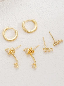 6-Piece Set Of Simple And Elegant Faux Pearl & Rhinestone Bowknot, Leaf And Flower Copper Ear Clips – Suitable For Ladies' Dating, Vacation, Banquets, Parties And Daily Wear