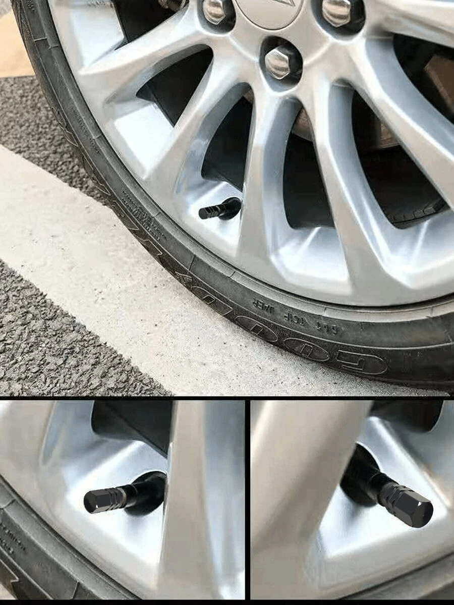 4pcs Car Tire Valve Caps Aluminum Alloy Car Wheel Tire Valve Caps Dustproof Car Motorcycle Truck Bike Compatible With USA AIR Valve Caps - Multicolor - View 1