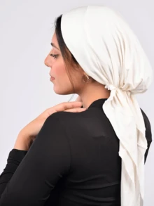 1pc New Solid Color Wide Brim Headscarf Hat Women Hat For Dress - A - View 4