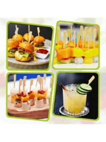 200/100/50/10pcs Set Bamboo Skewers, Suitable For Home, Restaurant, Night Market, Outdoor Activities, Fruit Store, Can Be Washed And Reused,School Supplies