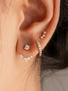 6-Piece Set Of Simple And Elegant Faux Pearl & Rhinestone Bowknot, Leaf And Flower Copper Ear Clips – Suitable For Ladies' Dating, Vacation, Banquets, Parties And Daily Wear