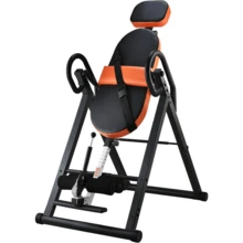 Table For Back Pain Relief, 350 Lbs Capacity Strength Training Inversion Equipment, With Safe Belt & Comfortable Ankle Holders - Orange Black - View 1