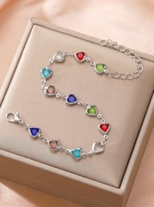 1pc Minimalist Colorful Heart Shaped Bracelet For Women