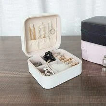 1 pezzo Scatola portagioie in pelle PU con specchio, custodia portatile per esporre gioielli, scatola regalo per orecchini, collane, anelli, orologi, bracciali, rossetti e altri accessori, scatola a doppio strato per riporre oggetti