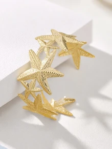 1pc Metal Fashionable Beach Style Ocean Animal Hand Bracelet, Adjustable Open Starfish Bracelet For Women, Versatile Daily And Street Wear Jewelry