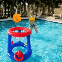 1 Set aufblasbarer Pool Basketball Set, mit schwimmenden Ringen, Strandball Wurfspiel, Pool Aufblasbares, geeignet für Sommerfest Unterhaltung, Wasserkampfspiele, ohne Strom erforderlich, strapazierfähiges PVC Material, Outdoor Wasseraktivitätsausrüstung | Interessantes Design | Aufblasbare Struktur, ideales Urlaubs- oder Geburtstagsgeschenk, geeignet für Familienunterhaltung und Outdoor-Erholung, Wasserspiele, Strandspiele, Outdoor-Spiele, Sport und Unterhaltung, Pool Aufblasbares