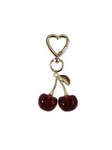 Accessoires de sac, porte-clés, breloques pour sacs à main, 1 pièce Porte-clés unisexe en forme de cerise rouge avec un pendentif nœud à la mode, accessoire de sac à main de luxe pour Halloween et la Saint-Valentin, 1 pièce pendentif en forme de cerise en cristal, nouveau gros pendentif en forme de cerise avec attache pour porte-clés, breloque porte-clés en résine et métal en forme de cerise scintillante pour femmes, portefeuilles et sacs pour la Saint-Valentin
