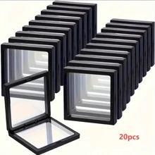 10pcs/20pcs Clearview 3D Floating Display Boxes - Dustproof Plastic Jewelry Storage Cases With Elastic Strips For Necklaces, Bracelets, Rings, Coins, Earrings & Pins - Ideal For Retail And Personal Use Gift Boxes, Jewelry Display Boxes|Modern Jewelry Box|Secure Closure Box, Jewelry Boxes For Rings For Women Storage Organizer Travel Essentials Back To School Dormitory Storage