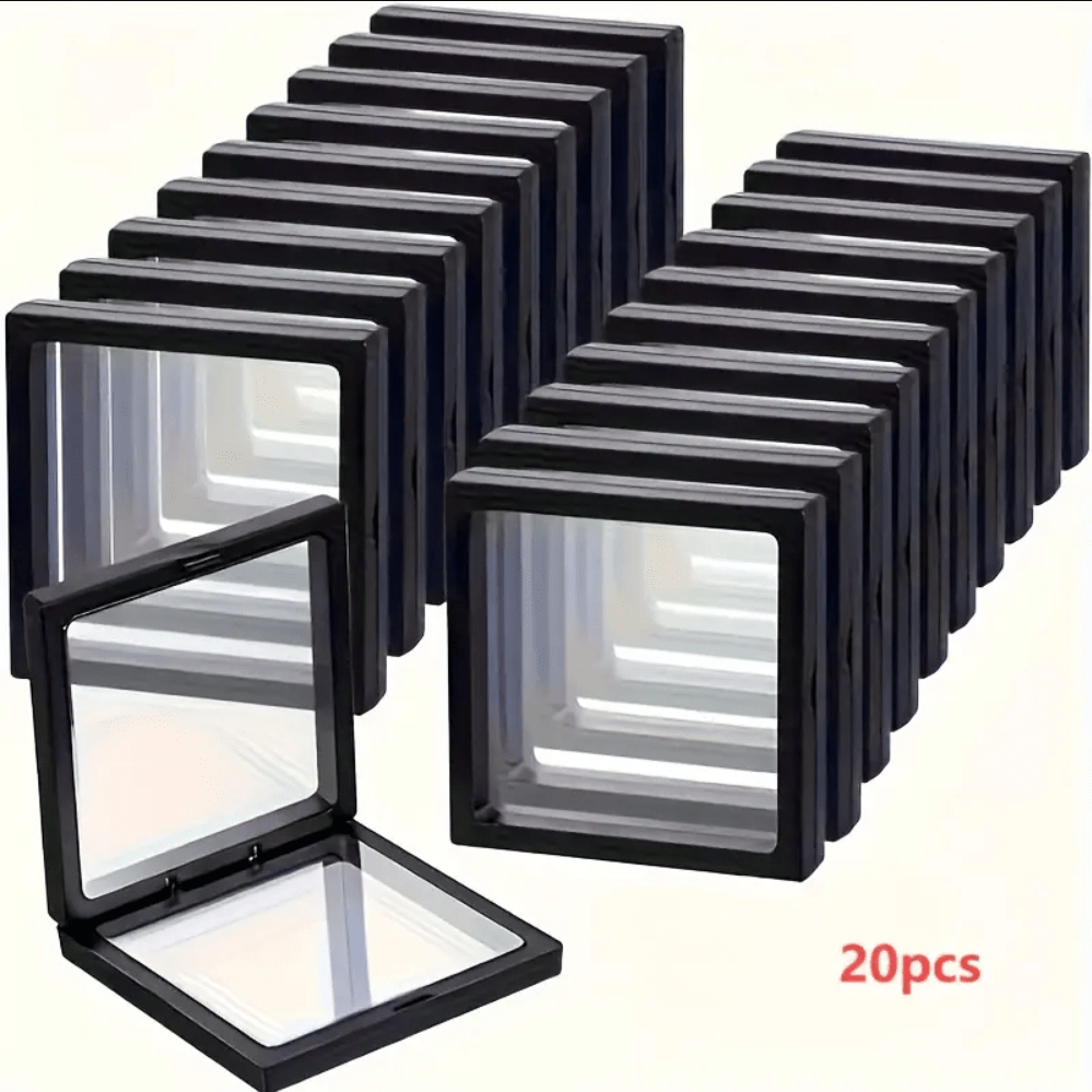 10pcs/20pcs Clearview 3D Floating Display Boxes - Dustproof Plastic Jewelry Storage Cases With Elastic Strips For Necklaces, Bracelets, Rings, Coins, Earrings & Pins - Ideal For Retail And Personal Use Gift Boxes, Jewelry Display Boxes|Modern Jewelry Box|Secure Closure Box, Jewelry Boxes For Rings For Women Storage Organizer Travel Essentials Back To School Dormitory Storage
