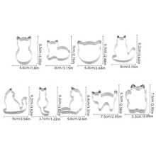 Set 9 Cetakan Kue Hewan dari Stainless Steel - Cetakan Biskuit Bertema Kucing untuk Membuat Kue Sendiri - Alat Kerajinan Dapur Serbaguna untuk Kue Natal & Halloween - Perak - View 2
