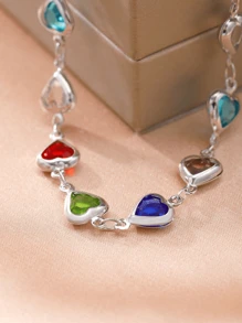 1pc Minimalist Colorful Heart Shaped Bracelet For Women