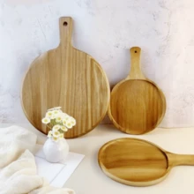 1pc Rosewood Handle Pizza Board - Cutting Board, Serving Tray, Suitable For Pizza, Meat Cutting, Serving Fruits, Candies, Desserts, Sushi, Cheese, Decorative Platter Pizza Plate - Kitchen Wooden Tray, Pizza Tray, Breakfast Tray, Home Kitchen, Restaurant Kitchen Service, Party, Afternoon Tea, Family Gathering, Outdoor Camping, Birthday, Back To School, Eid, Graduation, Wedding