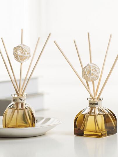 1pc, 50ML Air Freshener With 5pcs Fragrance Sticks, Suitable For Bathroom Odor Removal, Bedroom Fragrance, Home Decor, Glass Bottle, Rectangular, No Feathers, Long-Lasting Fragrant Essential Oil, Ideal For Eliminating Odors, Perfect For Valentine's Day Gifts, Aromatherapy, Diffuser, Home Fragrance, House Freshener