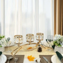 1pc 3-Arm Crystal Candle Holder, Arch Style Candle Stand, Home & Wedding Decor, Restaurant, Cabinet Display, Perfect Gift For Mother, Girlfriend, Room Decoration
